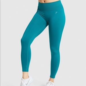 Gymshark Fit Seamless Mid Rise Leggings - Emerald/Aqua Green size Large